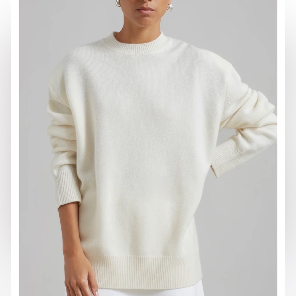 New The Frankie Shop RAFAELA PADDED KNIT SWEATER WOOL CASHMERE IVORY S - Picture 1 of 15